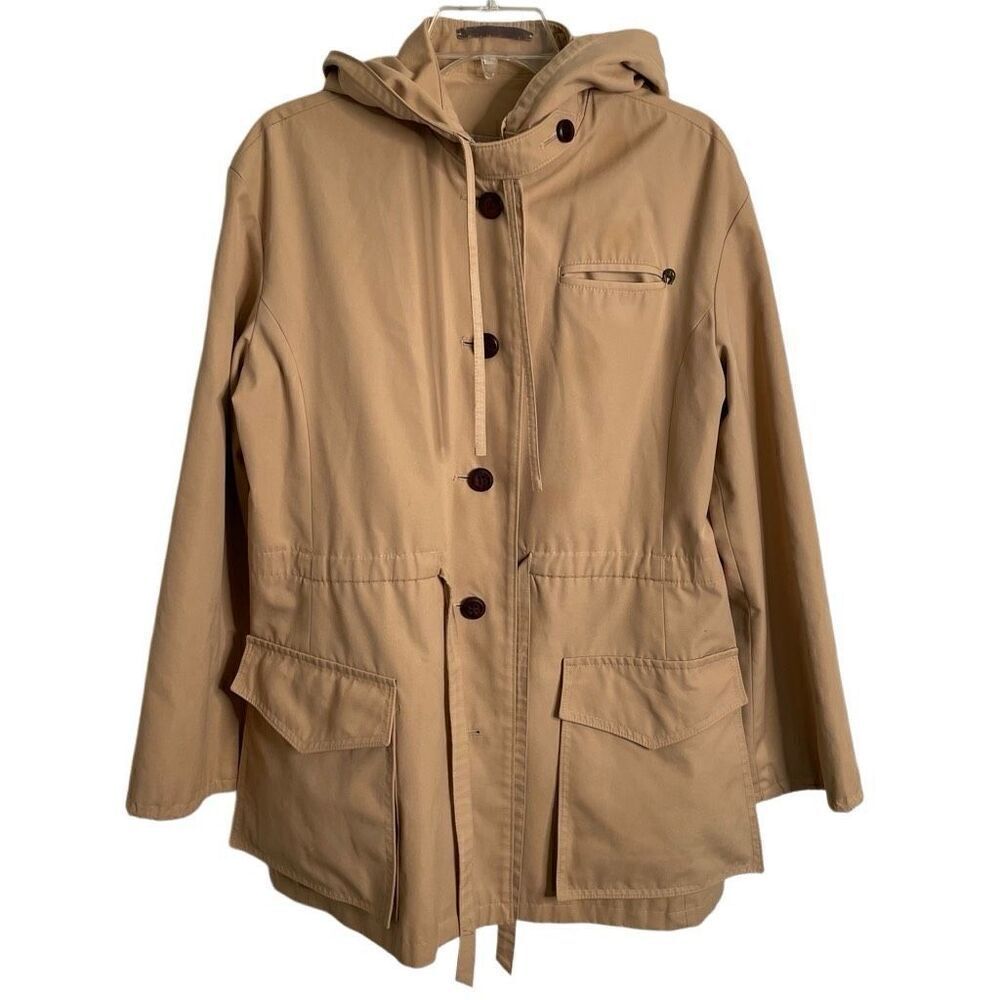 Vtg Etienne Aigner Womens Short Tan Trench Coat 6 Classic Khaki Belted Old Money
